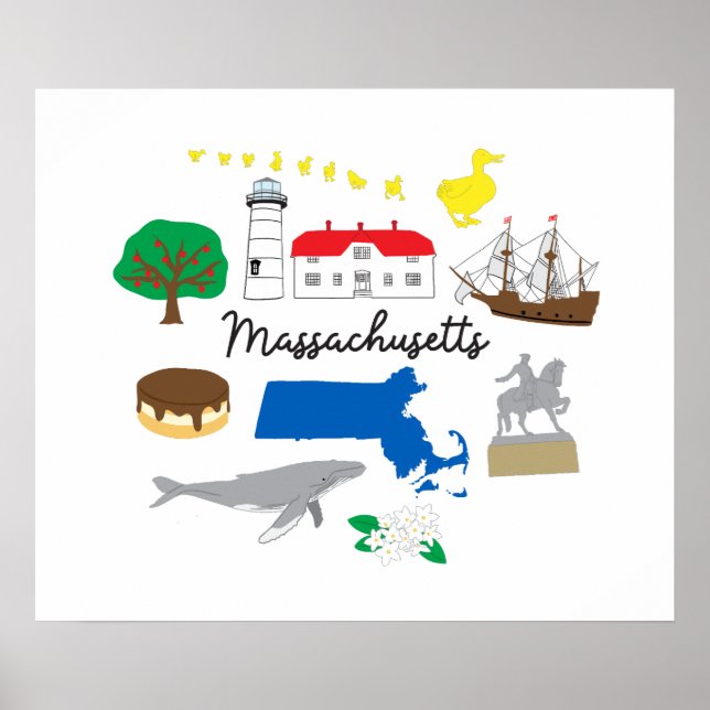 Póster Imagen artística en pared de Massachusetts (Frente)