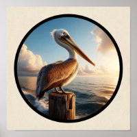 Imagen circular 3D de un hermoso pelícano marrón