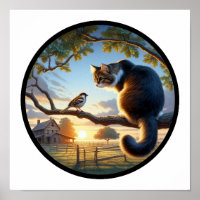 Imagen circular en 3D de un gato doméstico de pelo