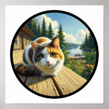 Imagen circular en 3D de un hermoso gato calico