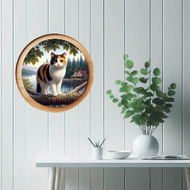 Póster Imagen circular en 3D de un hermoso gato calico