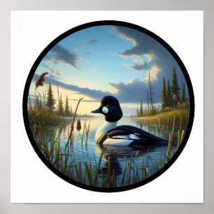 Póster Imagen circular en 3D de un pato común de Goldeney