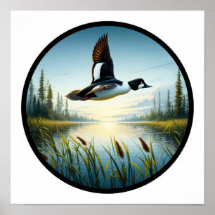 Póster Imagen circular en 3D de un pato común de Goldeney