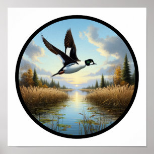 Póster Imagen circular en 3D de un pato común de Goldeney