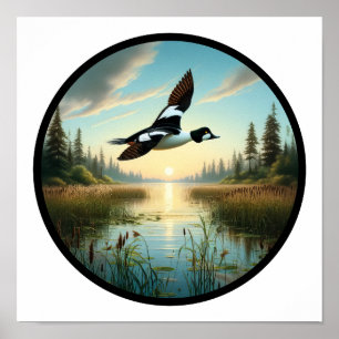 Póster Imagen circular en 3D de un pato común de Goldeney