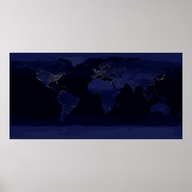 Póster Imagen compuesta de la Tierra de noche. (Frente)