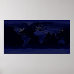 Póster Imagen compuesta de la tierra en la noche