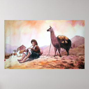 Póster Imagen Cuzco Perú de la llama