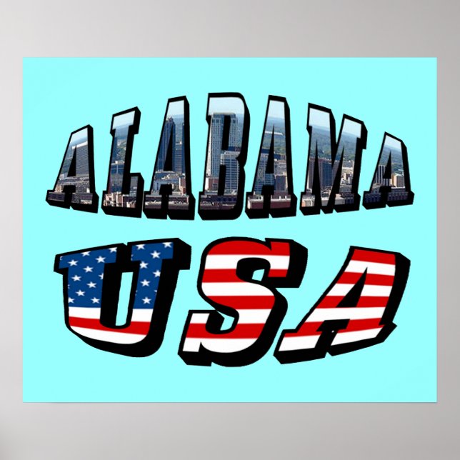 Póster Imagen de Alabama y fuente de bandera de Estados U (Frente)