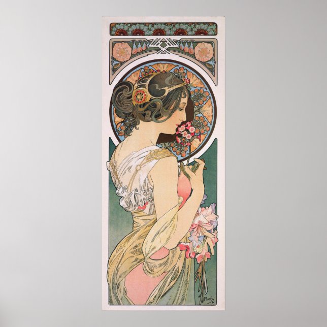 Póster Imagen de Alphonse Mucha - Art Nouveau vintage (Frente)