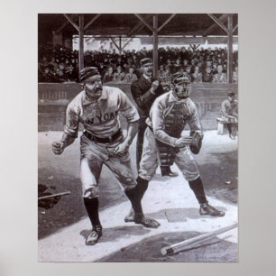 Póster Imagen de béisbol en blanco y negro