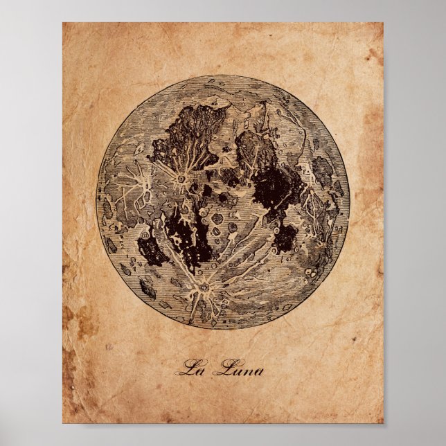 Póster Imagen de época Papel antiguo de la astronomía lun (Frente)