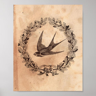 Póster Imagen de época Papel contenido en té con armazón 
