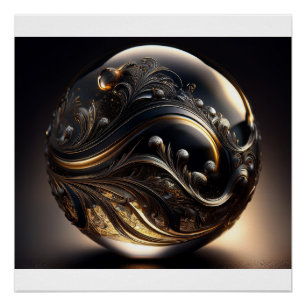 Póster Imagen de fantasía de una bola gris transparente c