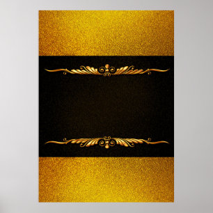 Póster Imagen de fondo de marco dorado floral