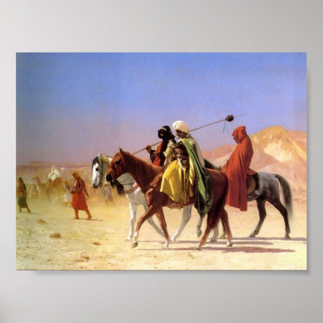 Póster Imagen de Gerome Canvas que muestra a árabes cruza (Frente)