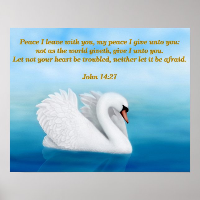 Póster Imagen de John 14:27 Peace Swan Bible Verse Print (Frente)