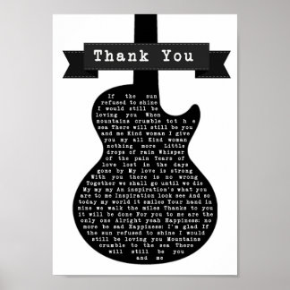 Póster Imagen de la canción de guitarra blanca y negra
