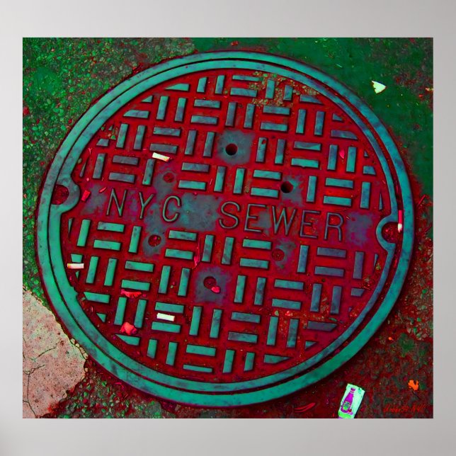 Póster Imagen de la cubierta de manhole de la calle Broad (Frente)