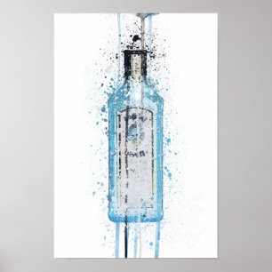 Póster Imagen de la pared de la botella de Gin 'Ocean Blu