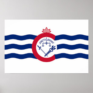 Póster Imagen de lienzo con bandera de Cincinnati, EE.UU.