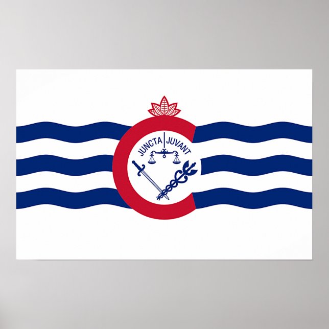 Póster Imagen de lienzo con bandera de Cincinnati, EE.UU. (Frente)