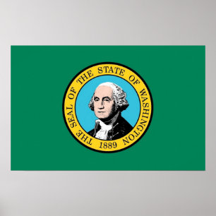 Póster Imagen de lienzo con bandera de Washington, EE.UU.