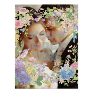 Póster Imagen de Personalizable de borde Boda floral