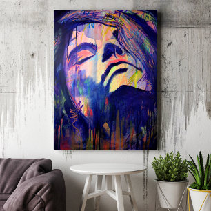 Póster Imagen de retrato de mujer gráfica con abstracto p
