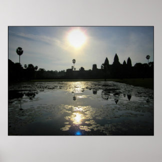 Póster Imagen de silueta de Angkor Wat Cambodia por la ma