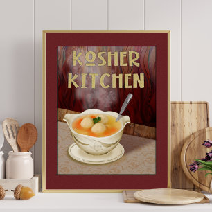 Póster Imagen de sopa de bolas de la cocina de Kosher, ju