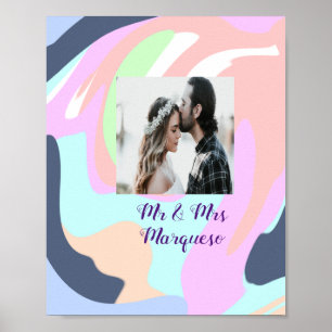 Póster Imagen de texto con nombre personalizado acuarela