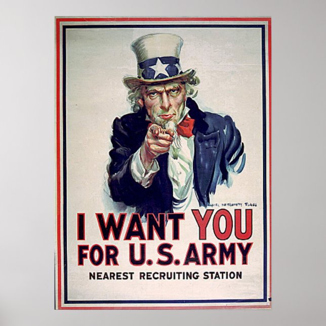 Póster Imagen de Uncle Sam Army de 1915 (Frente)