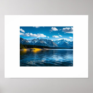 Póster imagen de vista al lago de montaña