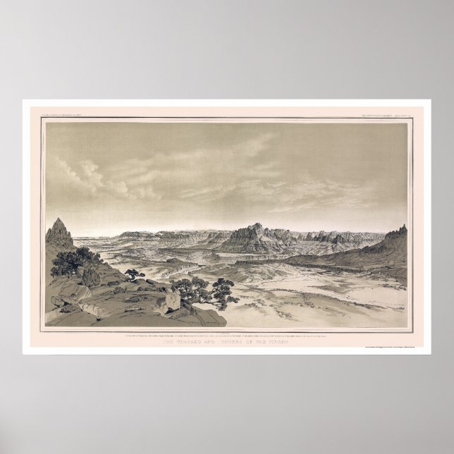 Póster Imagen del Gran Cañón Virgen, por Dutton 1882 (Frente)