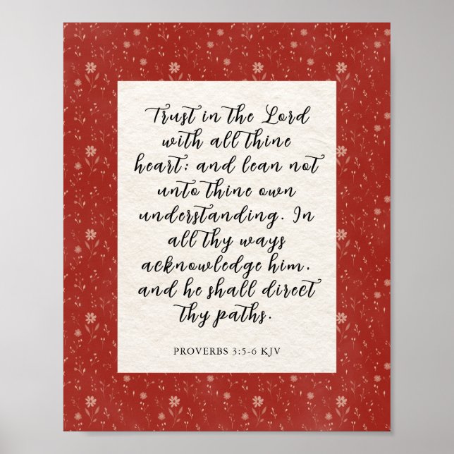 Póster Imagen del versículo bíblico Proverbios 3:5-6 KJV  (Frente)