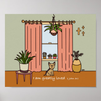 Póster Imagen digital Boho Yorkie 1 John 3:1
