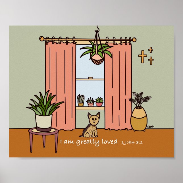 Póster Imagen digital Boho Yorkie 1 John 3:1 (Frente)