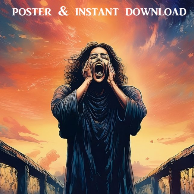 Póster Imagen emotiva gritando en un puente de atardecer  (Subido por el creador)