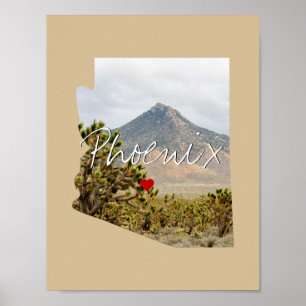 Póster Imagen estatal de Arizona y nombre de ciudad