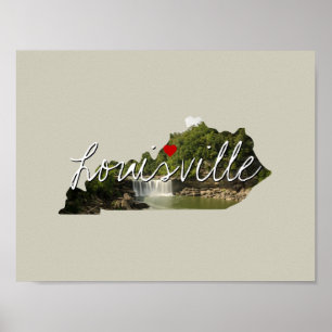 Póster Imagen estatal de Kentucky y nombre de la ciudad