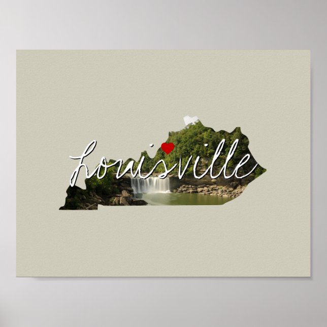 Póster Imagen estatal de Kentucky y nombre de la ciudad (Frente)