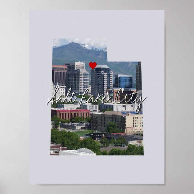 Póster Imagen estatal de Utah y nombre de la ciudad (Frente)