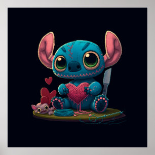Póster Imagen gráfica de Lilo y Stitch Valentine Hearts