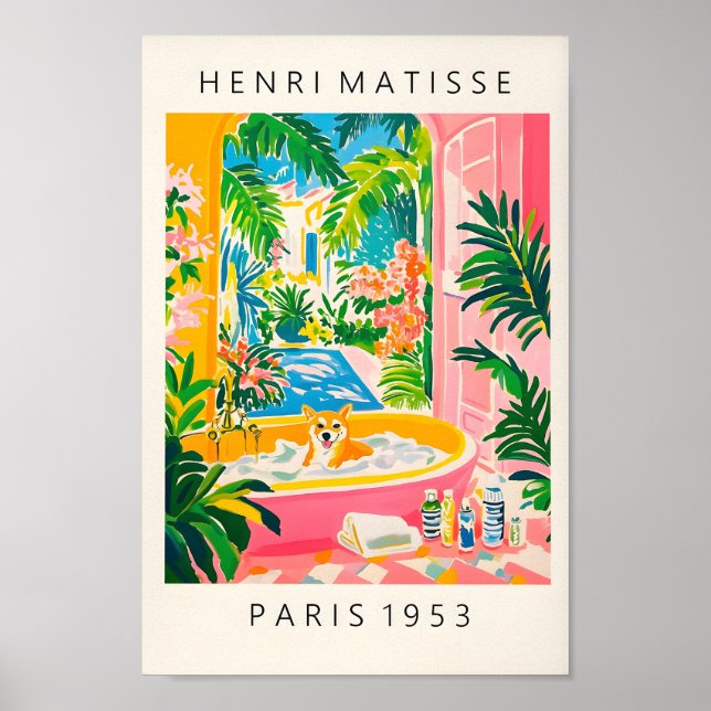 Póster Imagen Inu Shiba Inspirada Por Henri Matisse, Aest (Frente)
