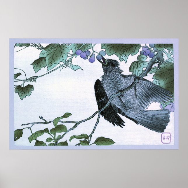 Póster Imagen japonesa de Ukiyo-e de una uva para comer a (Frente)