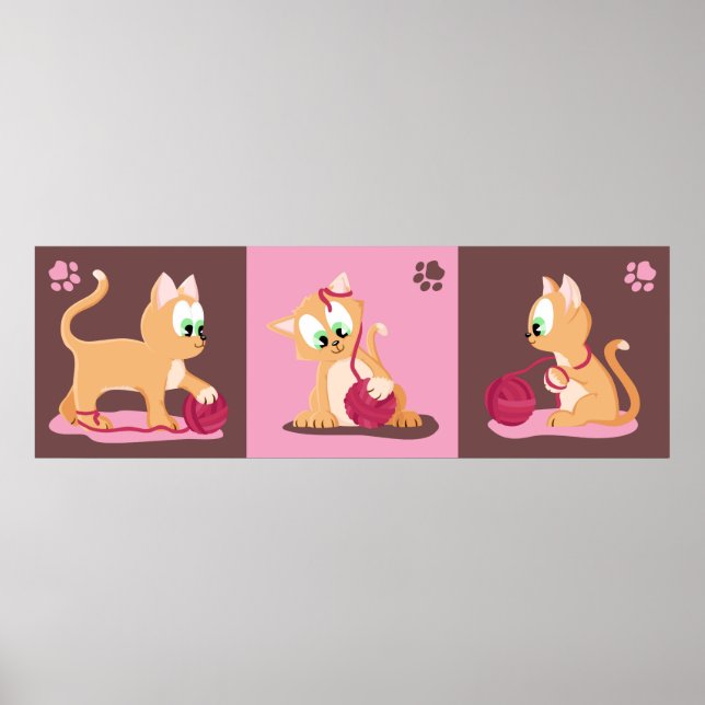 Póster Imagen panorámica de gatos de cobre gatos gatitos (Frente)