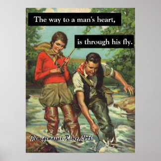 Póster Imagen retro de la pesca de mosca para personaliza