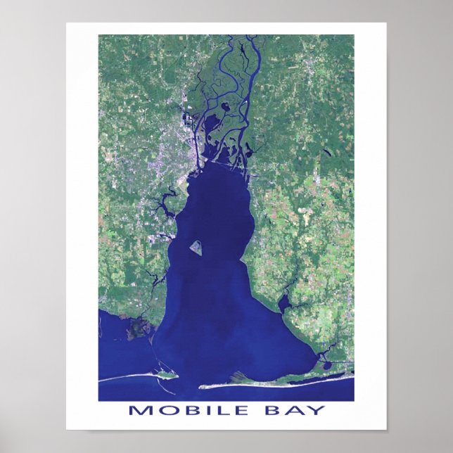 Póster Imagen satelital de Mobile Bay Alabama (Frente)
