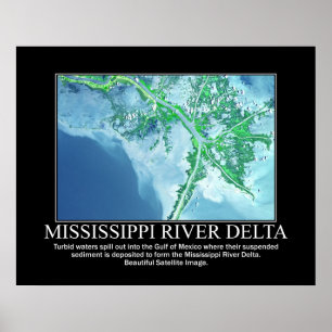 Póster Imagen satelital del delta del río Misisipi